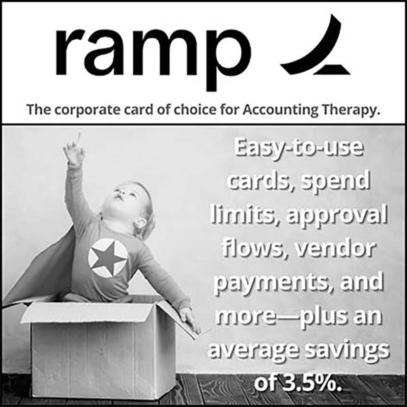 Ramp affiliate graphic promoting corporate card and spend management platform for tracking expenses and controlling business spending